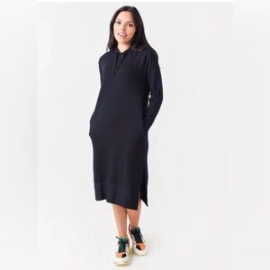 Anthropologie Stateside Hoodie Sweatshirt Dress L Black Midi‎ Modal Stretchy USA
